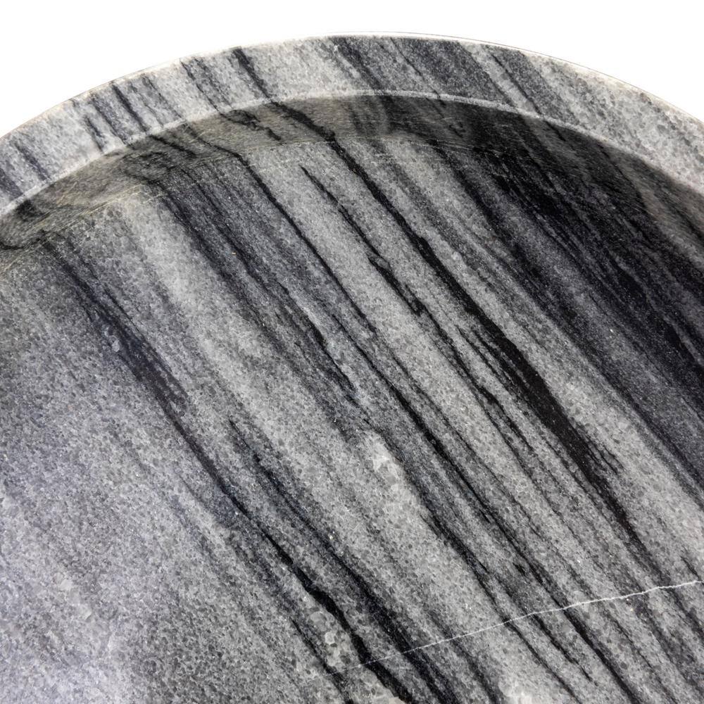 Creative Co-Op Gray Round Marble Tray with Raised Edge