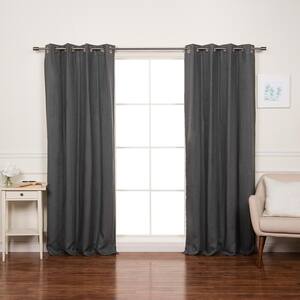 52'' W X 84'' L 100% Linen Silver Grommet Blackout Curtain Set in Dark Grey