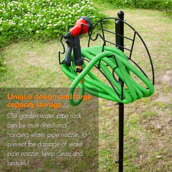 Metal Water Pipe Storage Stand Rack Garden Hose Reel Holder for Lawn Garden  Style B