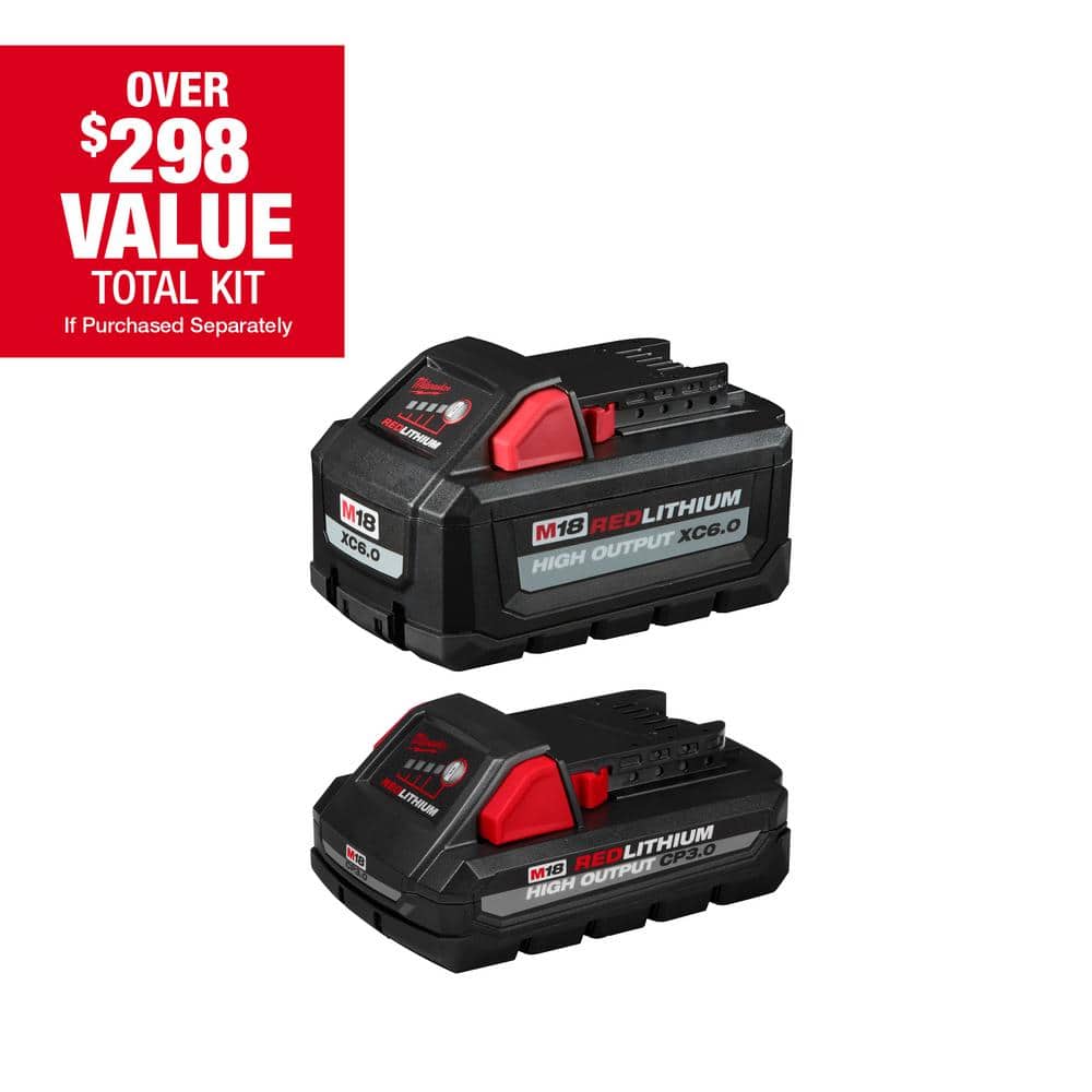 Milwaukee M18 18-Volt Lithium-Ion High Output 6.0 Ah and 3.0 Ah Battery  (2-Pack) 48-11-1865S - The Home Depot