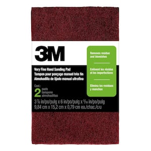 3-7/8 in. x 6 in. x 5/16 in. (9.84 cm x 15.2 cm x 0.79 cm) Very Fine, 220 Grit, Hand Sanding Pads (2-Pack)