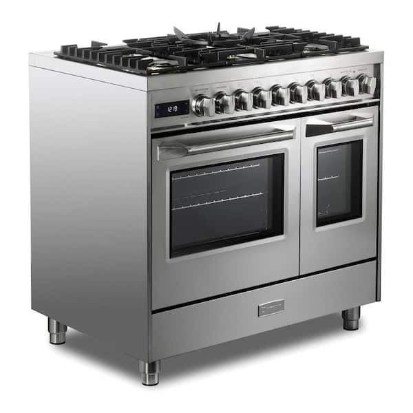 Ultima Collection Series 36 in. 5 Sealed Burners Double Oven Gas Range in Stainless Steel