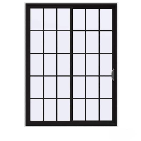 JELD-WEN 72 in. x 96 in. V-4500 Contemporary Black FiniShield Vinyl Right-Hand 15 Lite Sliding Patio Door w/White Interior