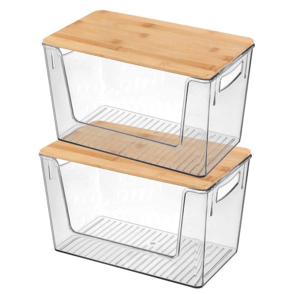 ビーズシェルバンブーBOX ② L Afoxsos Natural Bamboo 12 in. x 7 in. Plastic Stackable Storage