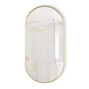 Oval Gold Framed Bathroom Decorative Wall Mirror ( 31.5 in. H x 15.7 in. W )