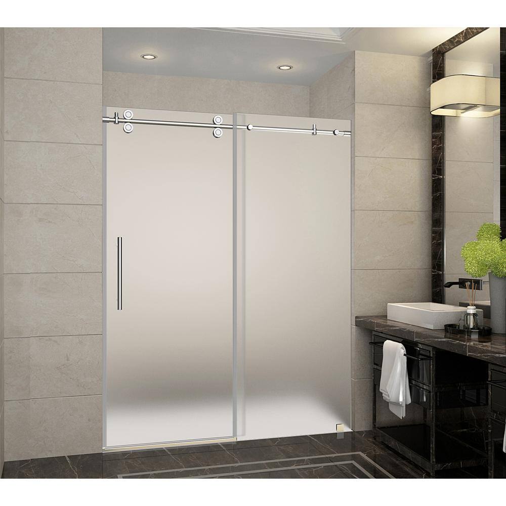 Langham 75" Frameless Frosted Glass Sliding Shower Door