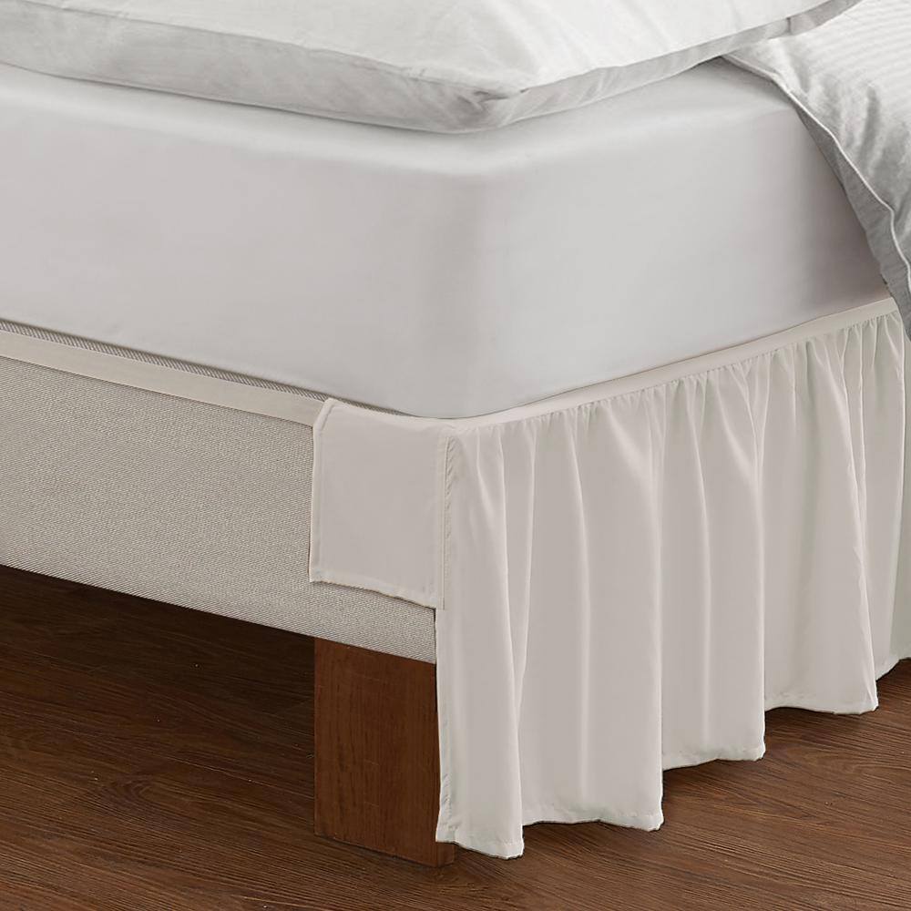 Off-White Twin Polyester Ruffled Bed Skirt