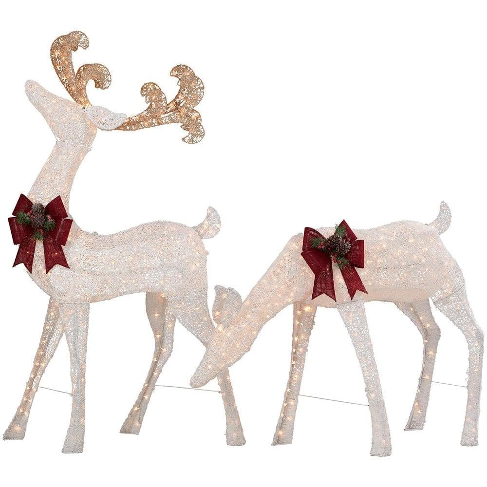 Home Accents Holiday 7.5 ft. Pre-Lit Standing Deer and 54 in. Doe TY500+501-1511 - The Home Depot