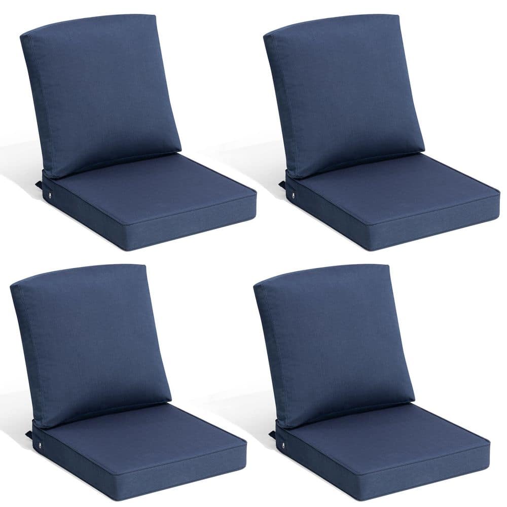 22 in. x 21 in. x 3.5 in. Patio Couch Cushions with Zipper and Straps 4-Pieces Outdoor Deep Seat Cushion in Navy Blue price history on PriceWatchPro