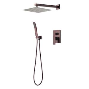 Single-Handle 2-Spray Square Shower Faucet in Oil Rubbed Bronze Stainless Steel Hand Shower