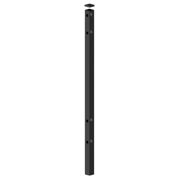 2 in. x 2 in. x 70 in. Black Aluminum Line Fence Post