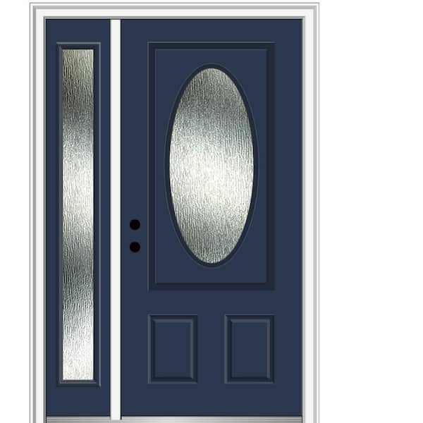 MMI Door 50 in. x 80 in. Right-Hand/Inswing Rain Glass Naval Fiberglass Prehung Front Door on 6-9/16 in. Frame