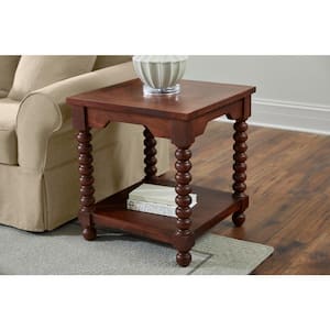 Glenmore Walnut Brown Square Wood End Table with Detailed Legs (22 in. W x 24 in. H)