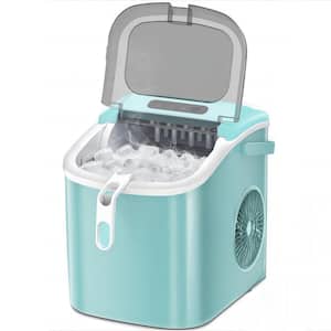 8.66 in. W 26 lbs./24H, 9-Pieces/6 Mins, Bullet Ice Portable Countertop Ice Maker in Green with/Ice Scoop and Basket