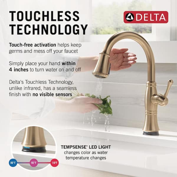 Cassidy Gold Touch/Touchless Champagne Bronze 16 in. H Pull Down Sprayer Kitchen Faucet with 360° Spout Swivel