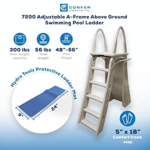 Heavy-Duty A-Frame Above-Ground Pool Ladder Plus Hydro-Tools 9 in. x 24 in. Mat