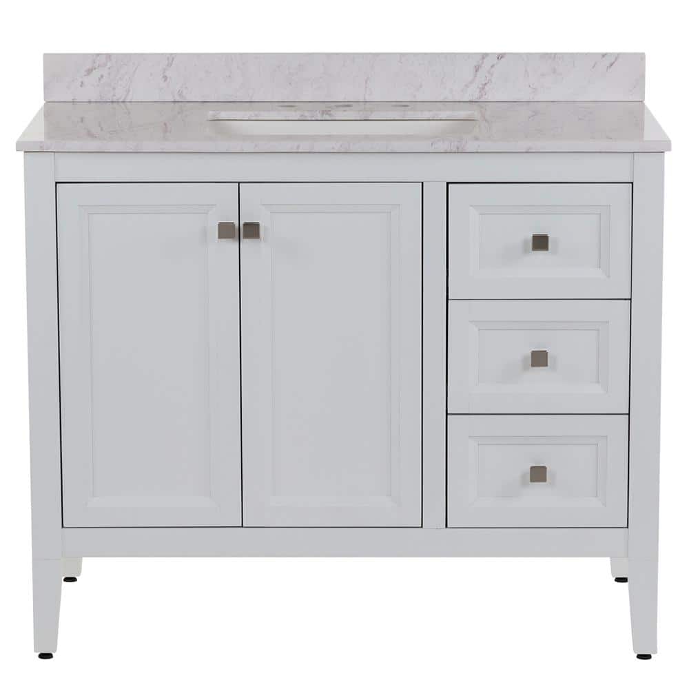 Reviews for MOEN Darcy 43 in. Single Sink White Bath Vanity with Lunar