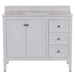 Darcy 43 in. W x 22 in. D x 39 in. H Single Sink Freestanding Bath Vanity in White with Lunar Cultured Marble Top