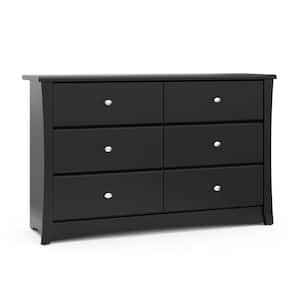 Crescent 6-Drawer Black Dresser 33.5 in. H x 53.4 in. W x 16.8 in. D