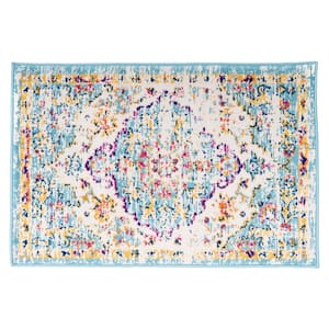 Vintage Traditional Bohemian 2 ft. x 3 ft. Blue Area Rug