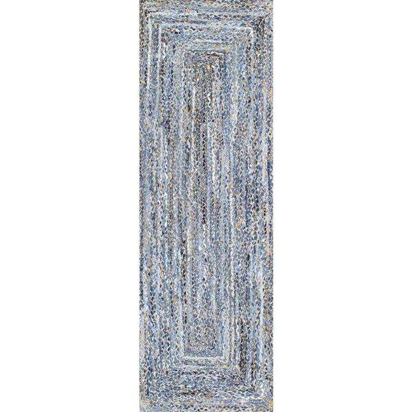 nuLOOM Otelia Solid Jute Denim 2 ft. 6 in. x 12 ft. Indoor Runner Rug