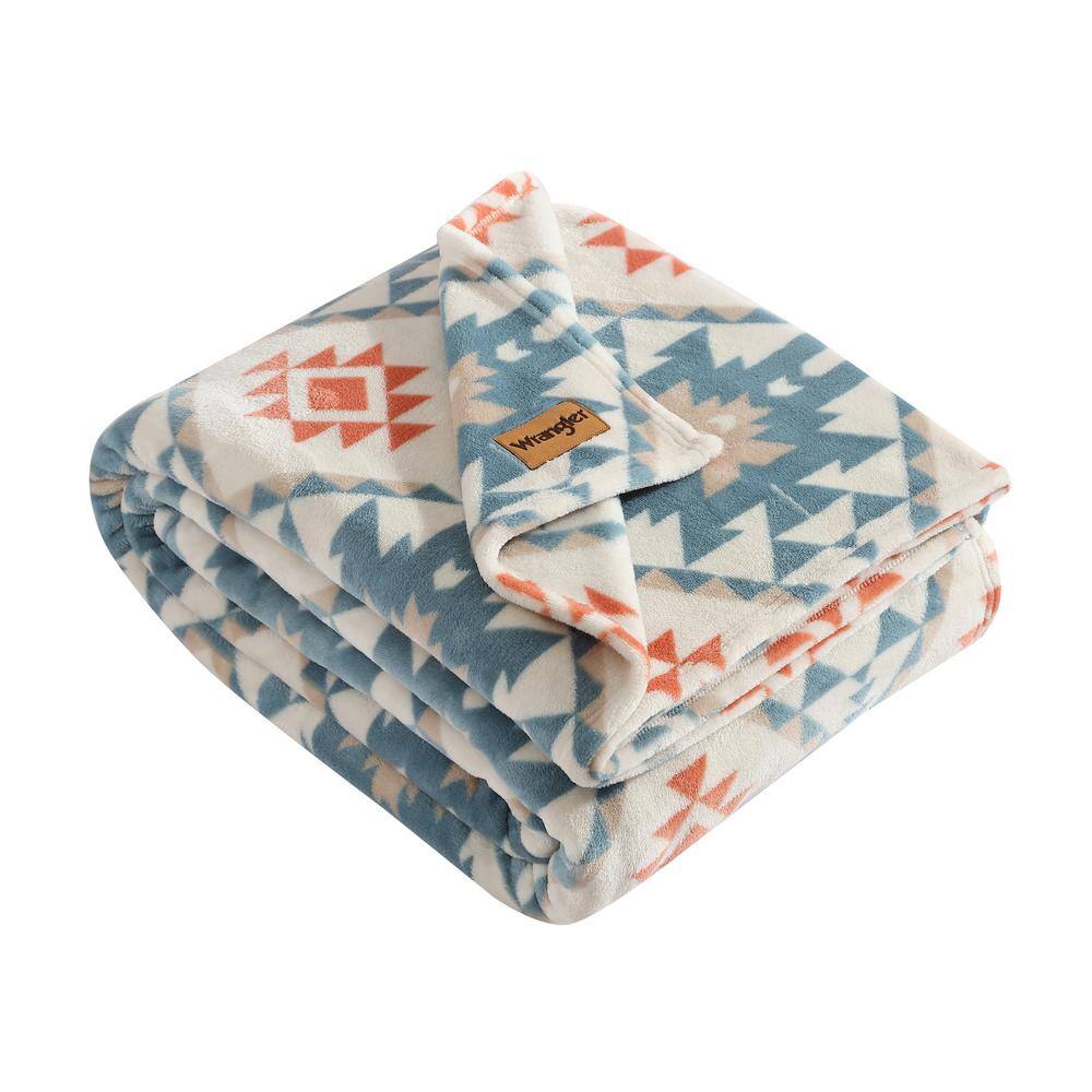 Dakota Blue and White Reversible Fleece Full Blanket
