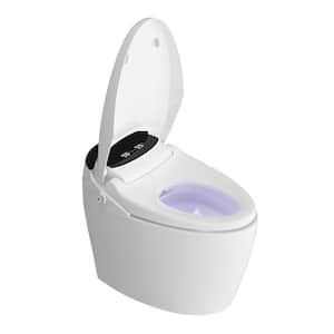 Elongated Smart Bidet Toilet 1.28GPF in White with Foot Sensor Open/Flush, Massage Cleaning, Digital Display, Heated