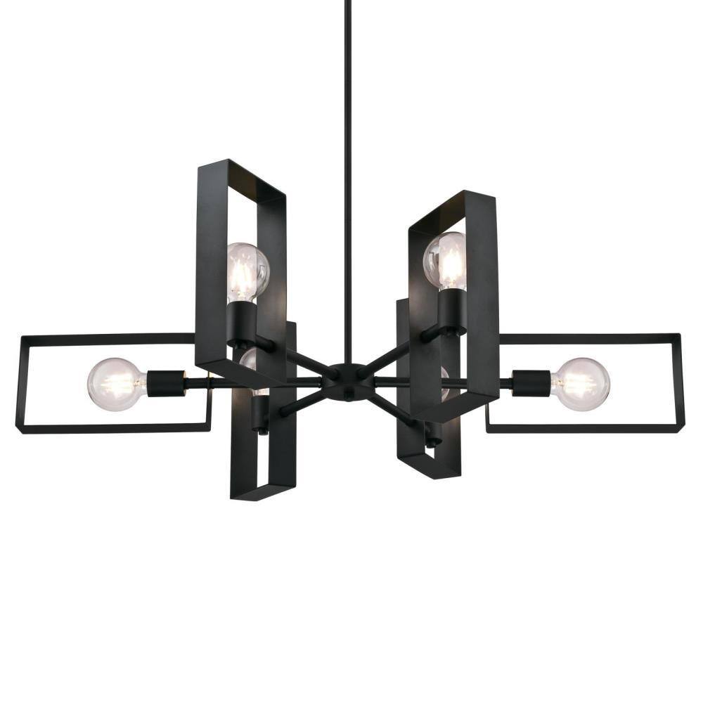 Porter Matte Black Geometric 6-Light Chandelier
