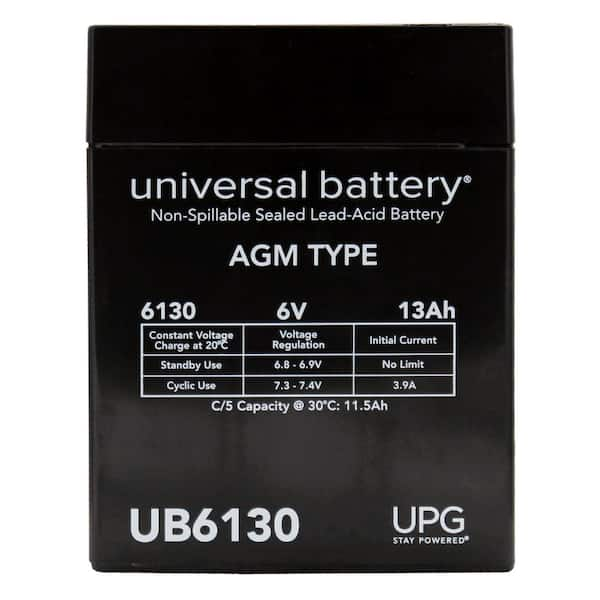 Upg 6 Volt 13 Ah Negative F1 Positive F2 Terminal Sealed Lead Acid Sla Agm Rechargeable 7746