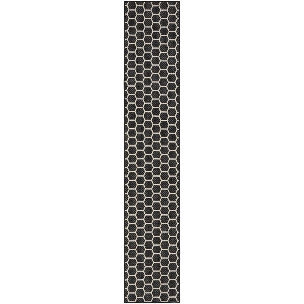 Reversible Indoor Outdoor Black 2 ft. x 12 ft. Honeycomb Contemporary Runner Area Rug price history on PriceWatchPro