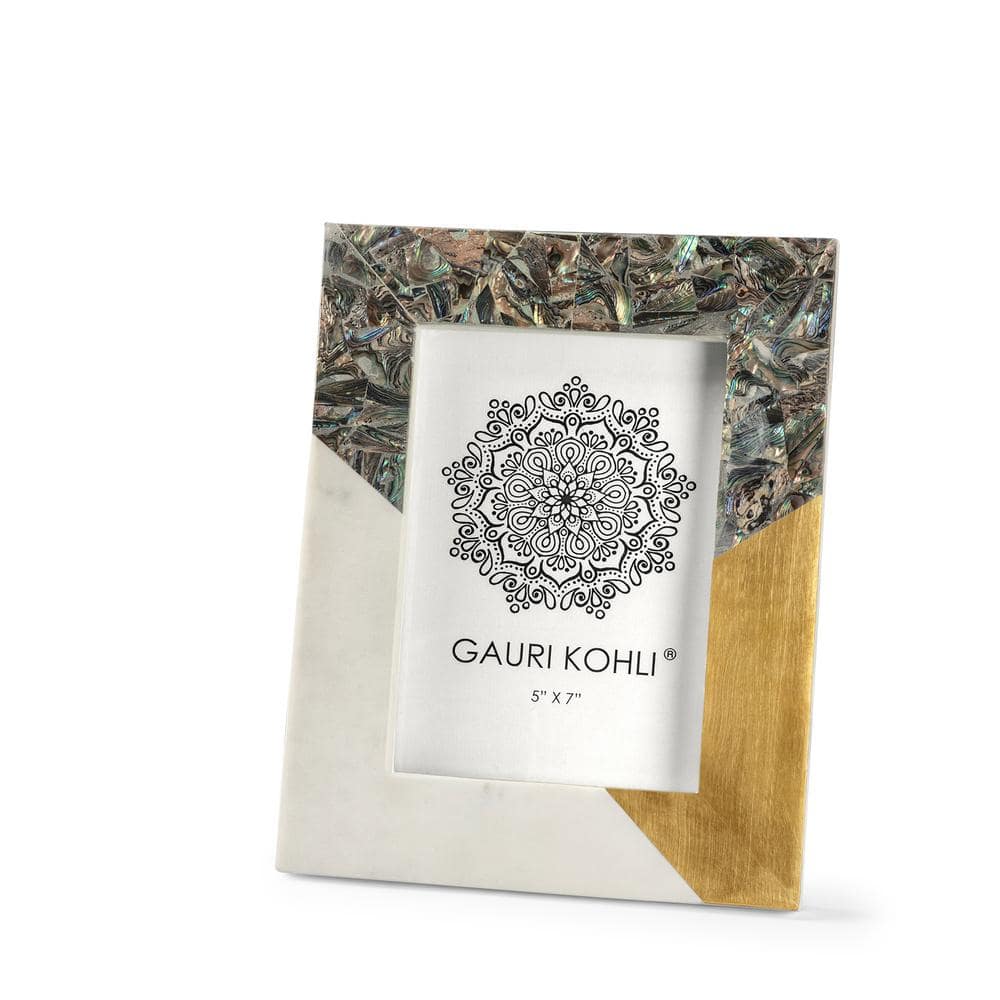 White and Gold Marble 5x7 Tabletop Picture Frame