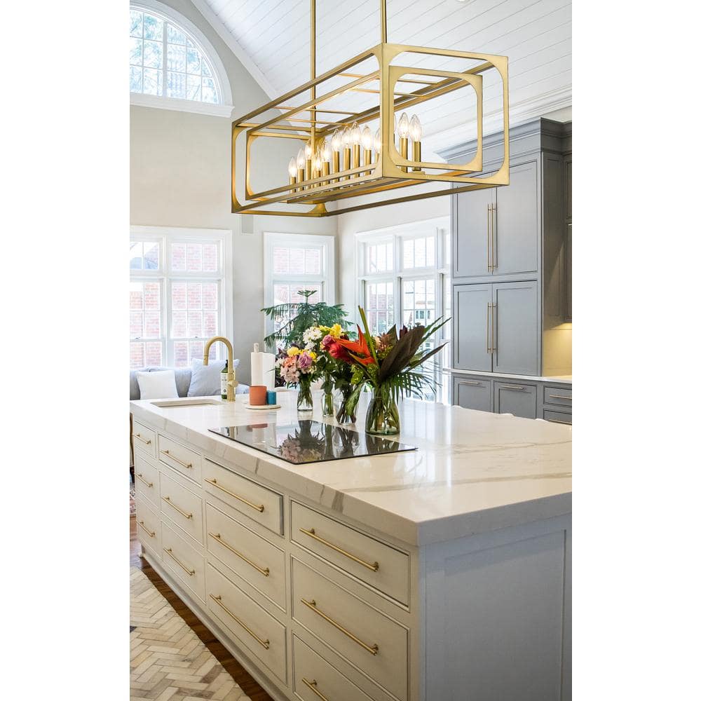 Easton Rubbed Brass 54" Linear Chandelier with Candelabra Bulbs