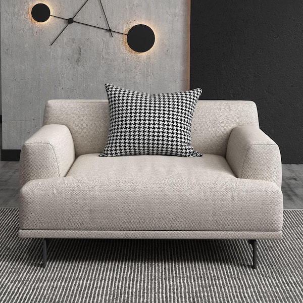 THE RIGHT PATH 41.3 in. Square Arm Fabric Rectangle Sofa 37.4 in. D Beige