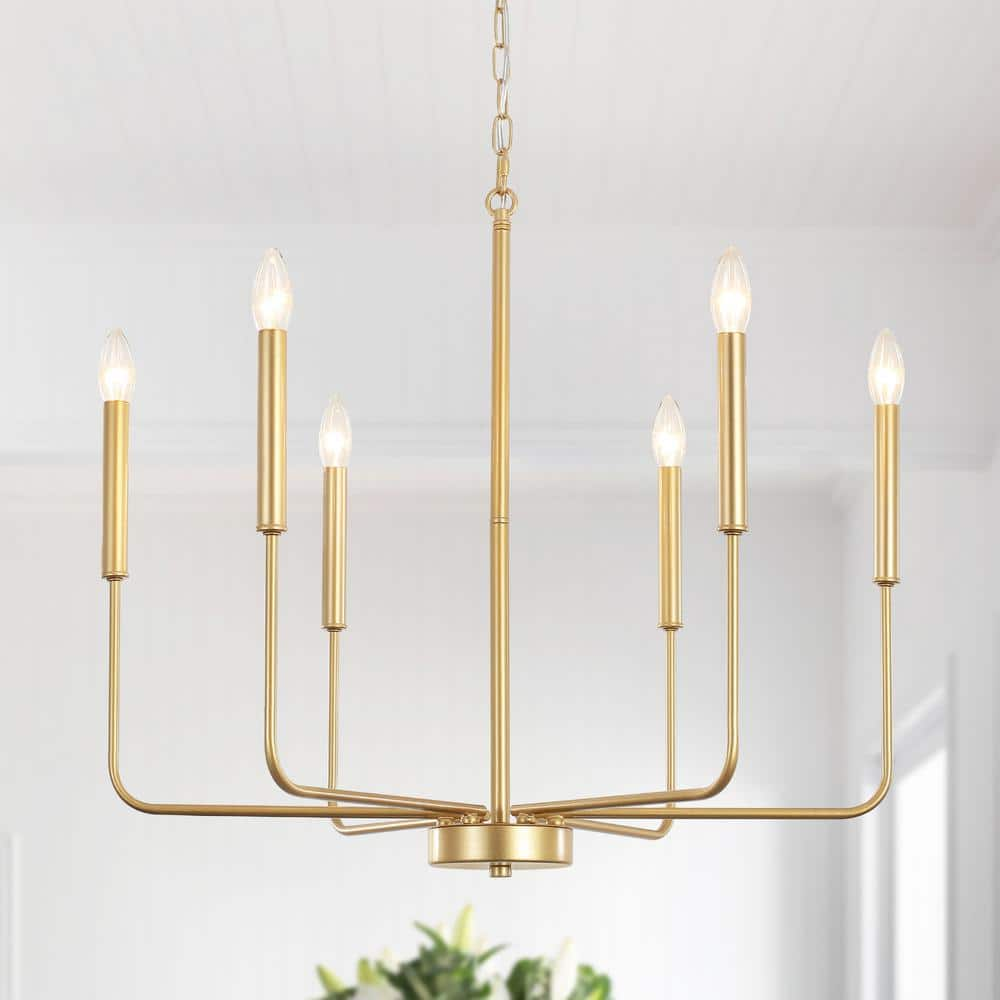 ZJVAIVE 6-Light Gold Classic Farmhouse Candle Style Chandelier for ...