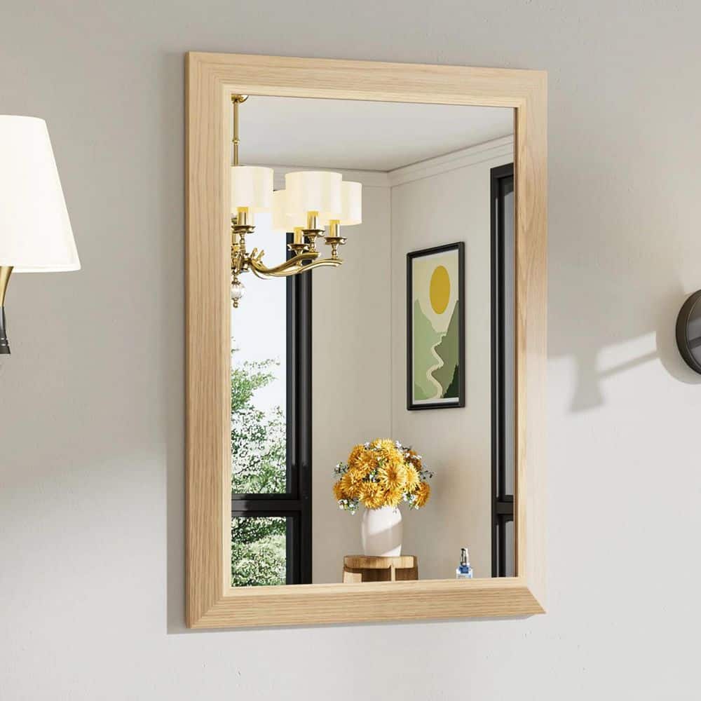 60 in. W x 36 in. H Rectangular Framed French Cleat Wall Mounted Tempered Bathroom Vanity Mirror in Light Yellow Wood price history on PriceWatchPro