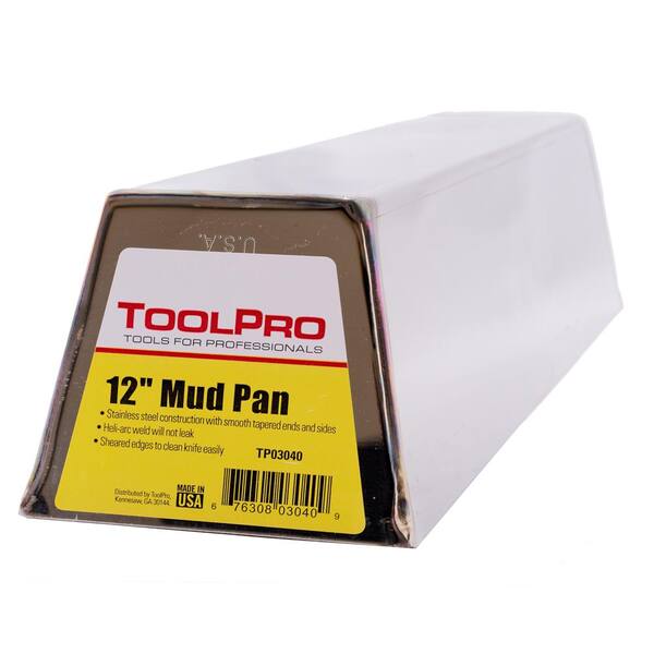 ToolPro 12 in. Stainless Steel Mud Pan with Sheared Edges