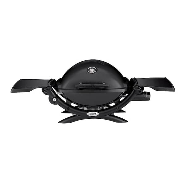 Weber Q 1200 1-Burner Portable Tabletop Propane Gas Grill in Black with Built-In Thermometer