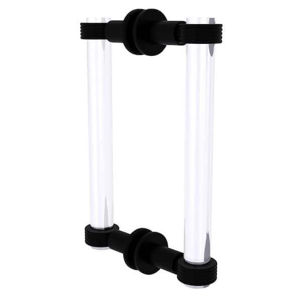 Allied Brass Clearview 8 in. Back to Back Shower Door Pull with Groovy Accents in Matte Black