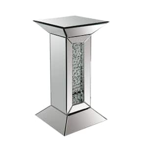 Nysa 24 in. Mirrored and Faux Crystals Specialty Glass Indoor Plant Stand with 1-Tiers