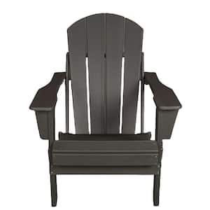 Antique Gray HDPE Outdoor All-weather Folding Adirondack Chair for Outside, Deck, Garden, Backyards and Balcony