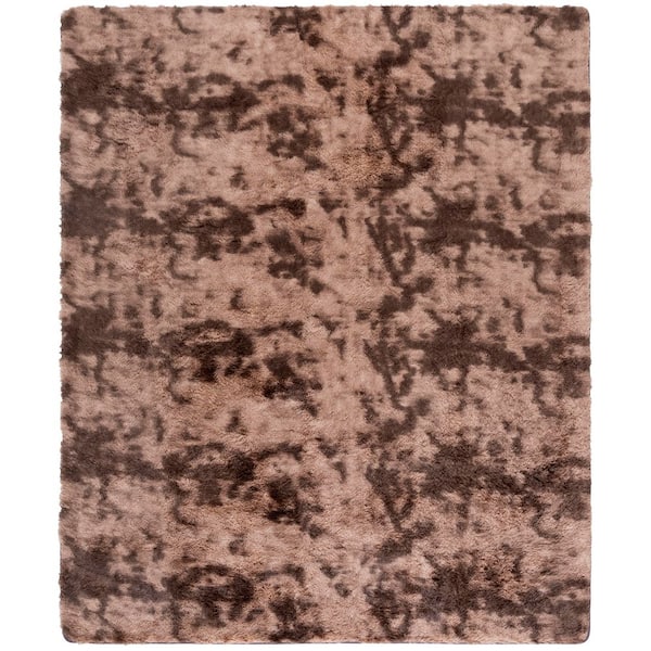 Rainbow Shag 8 ft. x 10 ft. Brown Abstract Solid Area Rug