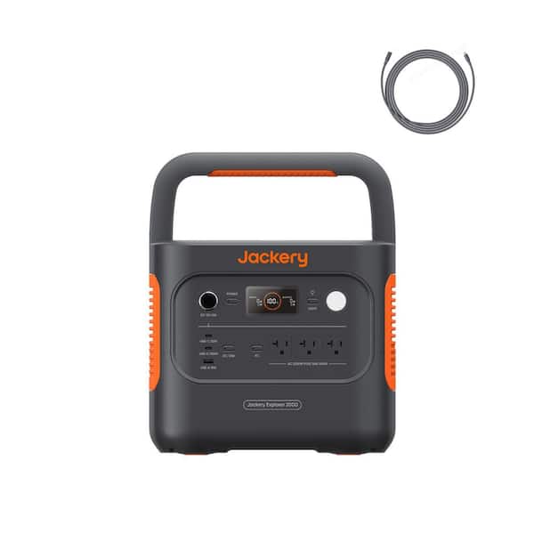 2200W/4400W Peak Push Button Start Battery Generator Explorer 2000 v2 w/1 pcs 10 m Extension Cable for Outdoors/Indoors