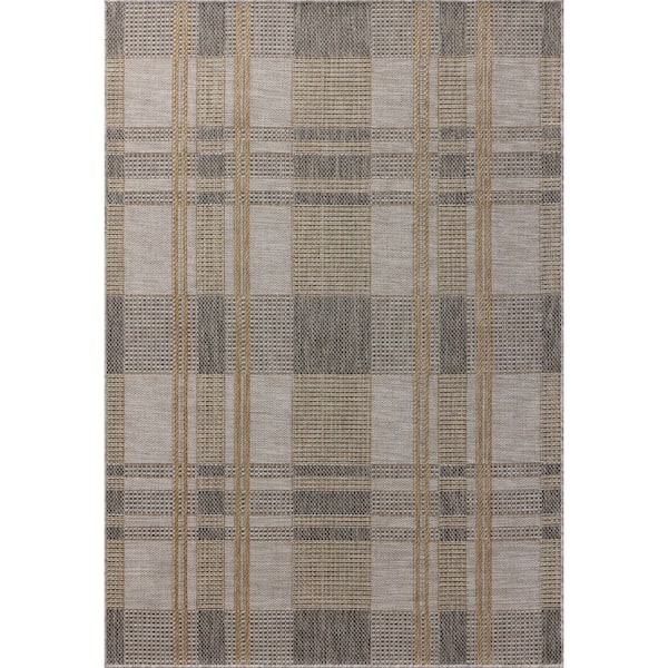 Birch Bone / Gold 9 ft. 2 in. x 13 ft. Indoor/Outdoor Area Rug
