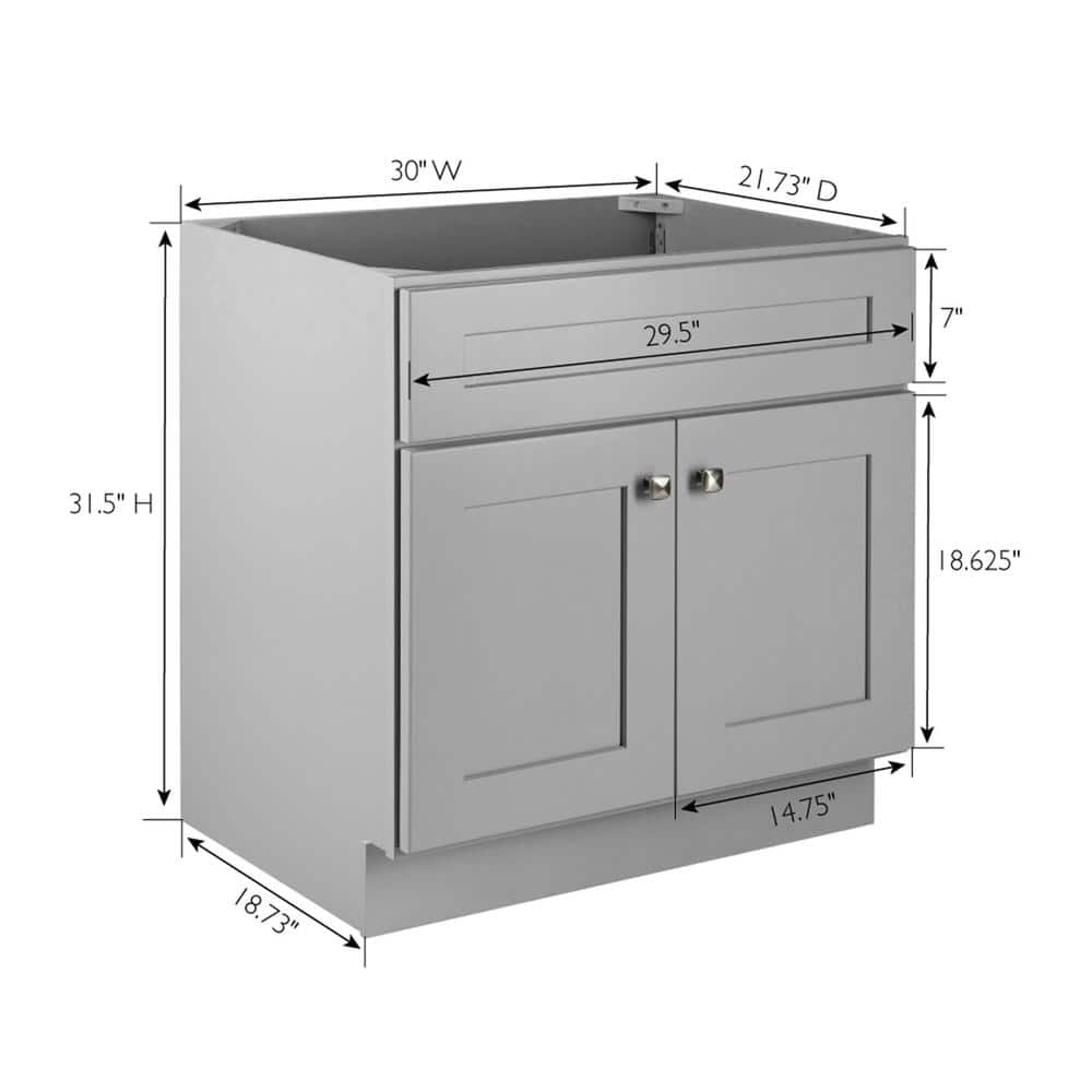 Brookings 30" Gray Solid Wood Bathroom Vanity Cabinet