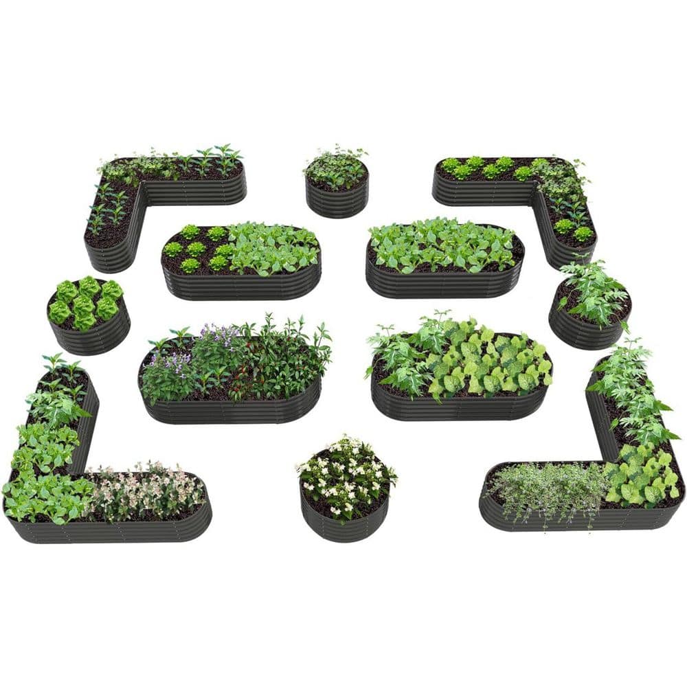 12-Pack Galvanized Steel Garden Beds Outdoor for Planting Vegetables Flower
