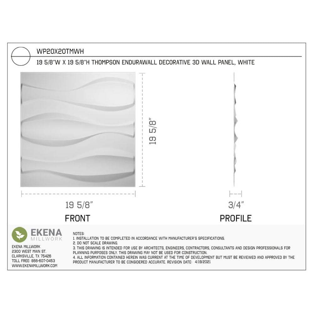 White Textured 3D PVC Decorative Wall Panels, 19.63" x 19.63", Set of 10