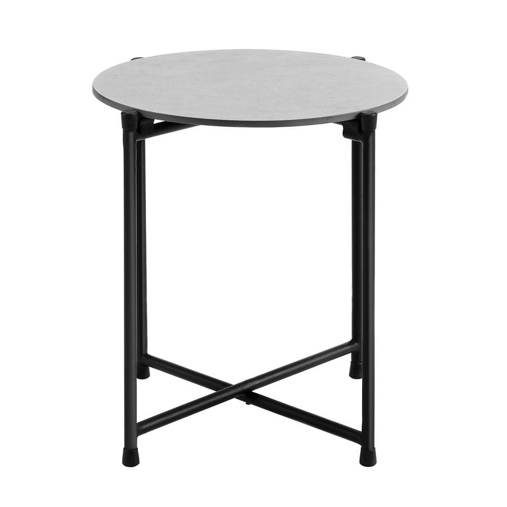 Modern Faux Stone 20" Square Black Aluminum Outdoor Cocktail Table