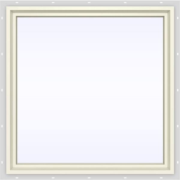 JELD-WEN 35.5 in. x 35.5 in. V-4500 Series Cream Painted Vinyl Picture Window w/ Low-E 366 Glass