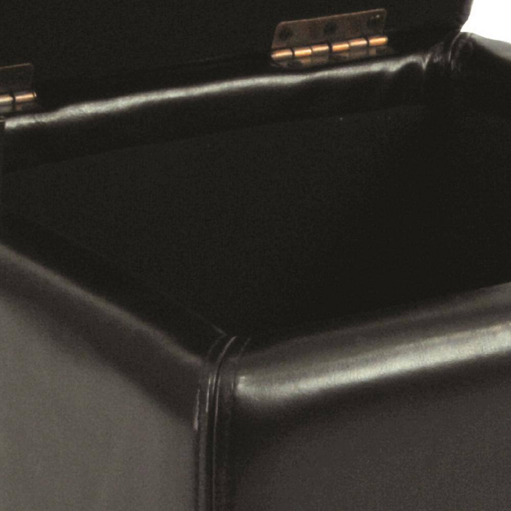Jonathan Black Faux Leather Flip Top Storage Ottoman