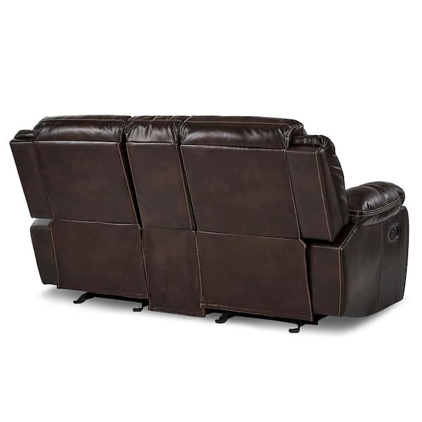 Lazzara Austin 78.5 in. W Brown Faux Leather Double Glider